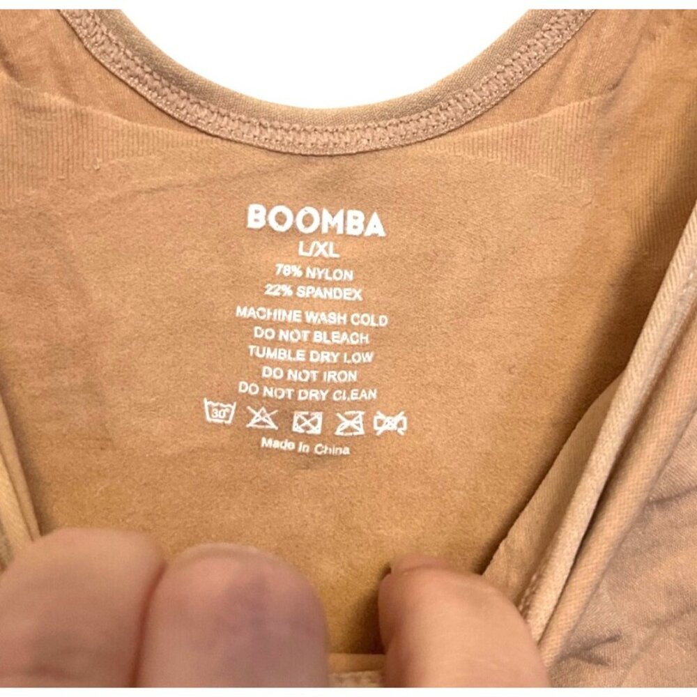 Boomba Mid-Thigh Sculpt Beige Bodysuit L/XL Adjustable Straps Nylon Spandex - Picture 3 of 6